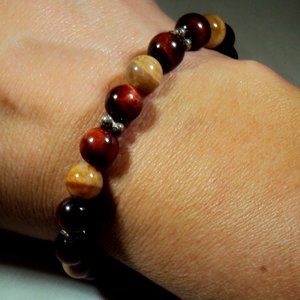 Tiger Eye, Sandstone, Sterling Silver Bracelet